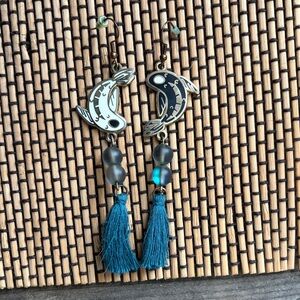 Teal and Silver Fish Earrings